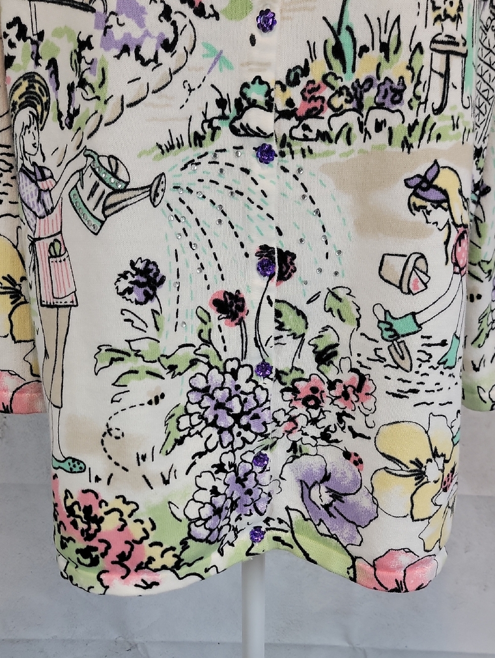 Christopher & Banks Pastel Garden Print Tunic Knit Top Womens Size L - Picture 3 of 12